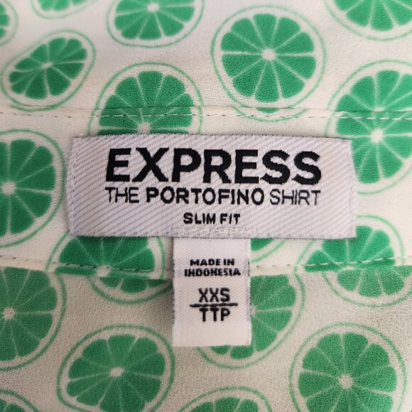 Express Lime Print Button-up Blouse - Picture 3 of 3